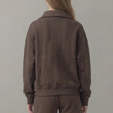 PRE SHRUNK COTTON TERRY HALF ZIP SWEATSHIRT