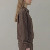 PRE SHRUNK COTTON TERRY HALF ZIP SWEATSHIRT
