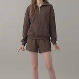 PRE SHRUNK COTTON TERRY HALF ZIP SWEATSHIRT