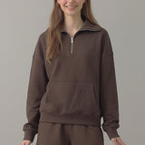 PRE SHRUNK COTTON TERRY HALF ZIP SWEATSHIRT