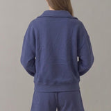 PRE SHRUNK COTTON TERRY HALF ZIP SWEATSHIRT