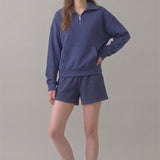 PRE SHRUNK COTTON TERRY HALF ZIP SWEATSHIRT