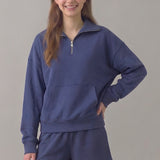 PRE SHRUNK COTTON TERRY HALF ZIP SWEATSHIRT