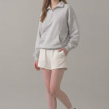 PRE SHRUNK COTTON TERRY HALF ZIP SWEATSHIRT