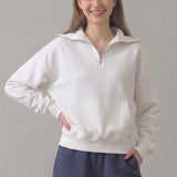 PRE SHRUNK COTTON TERRY HALF ZIP SWEATSHIRT