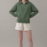PRE SHRUNK COTTON TERRY HALF ZIP SWEATSHIRT