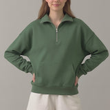 PRE SHRUNK COTTON TERRY HALF ZIP SWEATSHIRT
