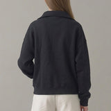 PRE SHRUNK COTTON TERRY HALF ZIP SWEATSHIRT
