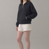 PRE SHRUNK COTTON TERRY HALF ZIP SWEATSHIRT
