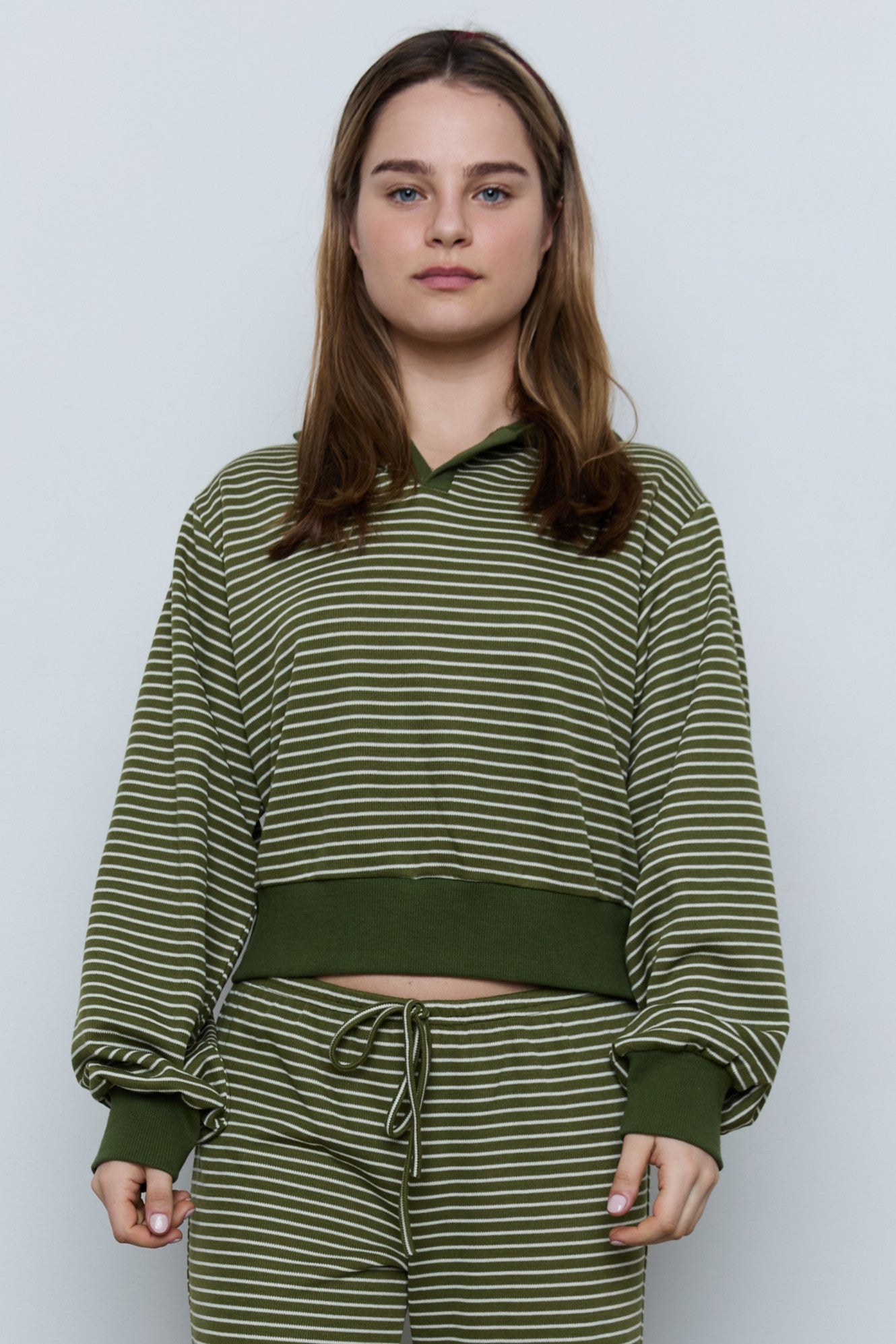 STRIPPED LONG SLEEVE HOODIE - PART OF SET