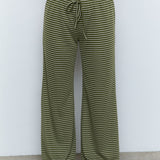 STRIPED LOW WAIST STRAIGHT PANTS - PART OF SET
