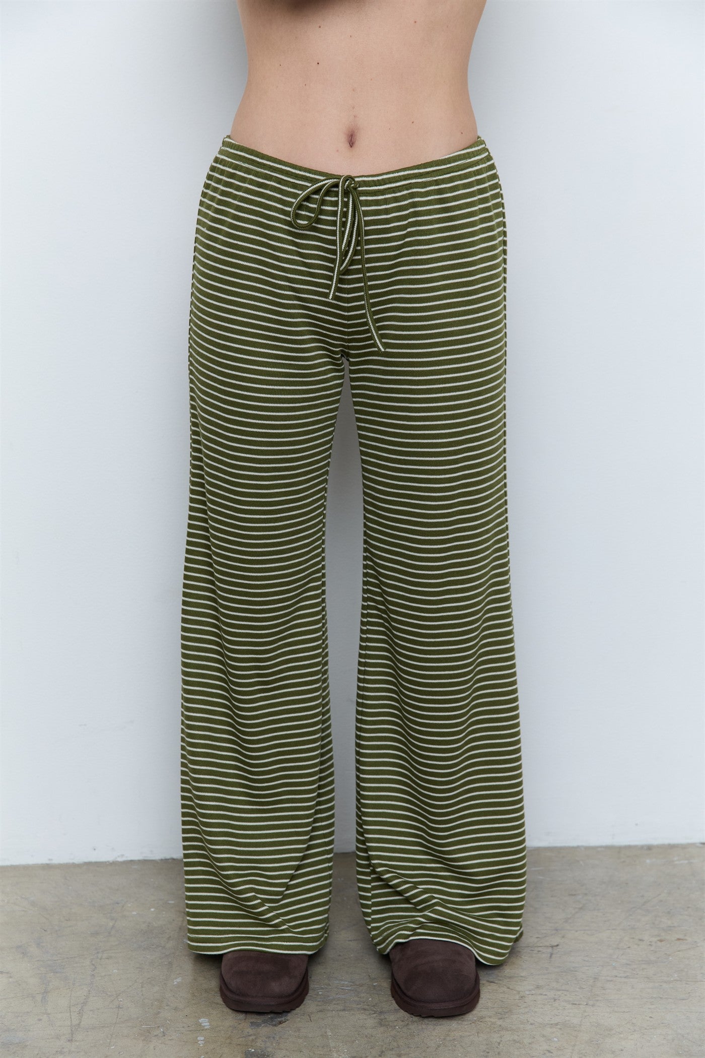 STRIPPED LOW WAIST STRAIGHT PANTS - PART OF SET