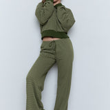 STRIPED LOW WAIST STRAIGHT PANTS - PART OF SET