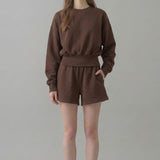 PRE SHRUNK COTTON TERRY BALLOON SLEEVE SWEATSHIRT