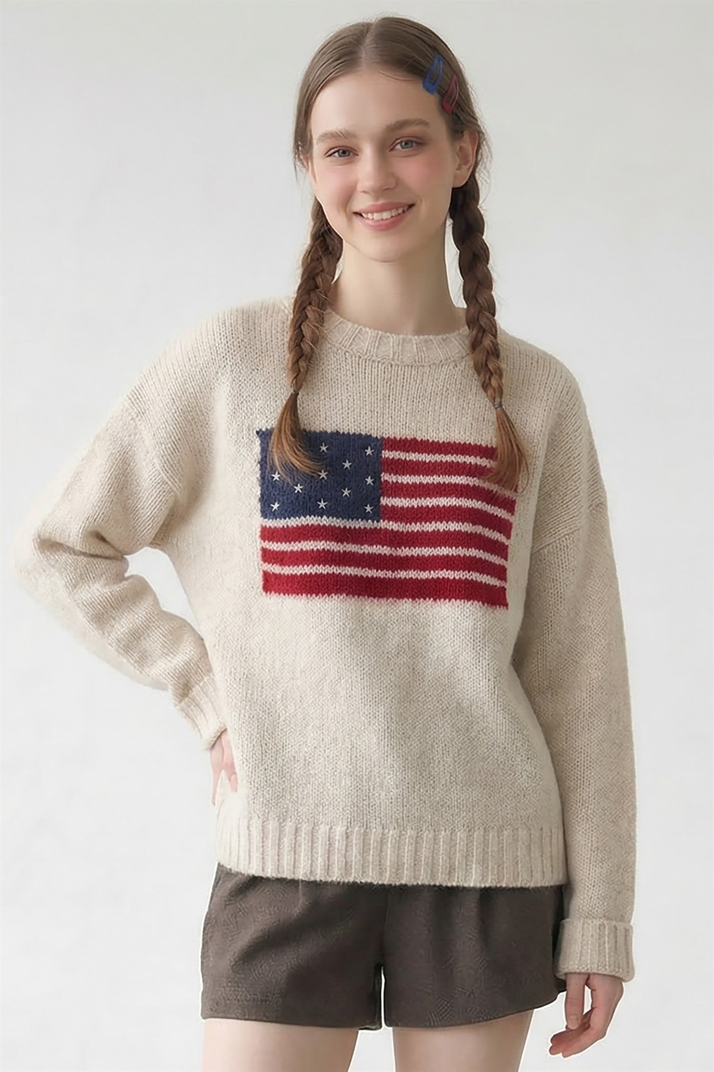 AMERICA FLAG ALPACA SWEATER