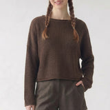 BOXY CROPPED LONG SLEEVE SWEATER