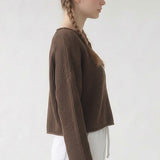 BOXY CROPPED LONG SLEEVE SWEATER