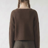 BOXY CROPPED LONG SLEEVE SWEATER