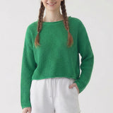 BOXY CROPPED LONG SLEEVE SWEATER