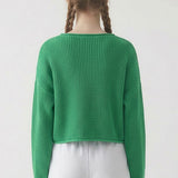 BOXY CROPPED LONG SLEEVE SWEATER