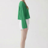 BOXY CROPPED LONG SLEEVE SWEATER