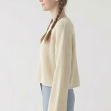BOXY CROPPED LONG SLEEVE SWEATER