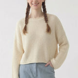 BOXY CROPPED LONG SLEEVE SWEATER