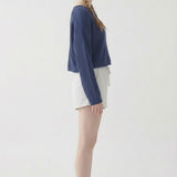 BOXY CROPPED LONG SLEEVE SWEATER
