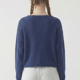 BOXY CROPPED LONG SLEEVE SWEATER