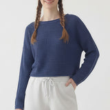 BOXY CROPPED LONG SLEEVE SWEATER