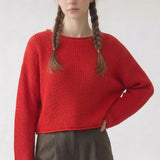 BOXY CROPPED LONG SLEEVE SWEATER