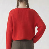 BOXY CROPPED LONG SLEEVE SWEATER