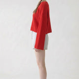 BOXY CROPPED LONG SLEEVE SWEATER