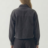 WASHING EFFECT COURDUROY CROPPED SHIRT