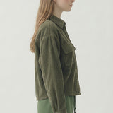WASHING EFFECT COURDUROY CROPPED SHIRT