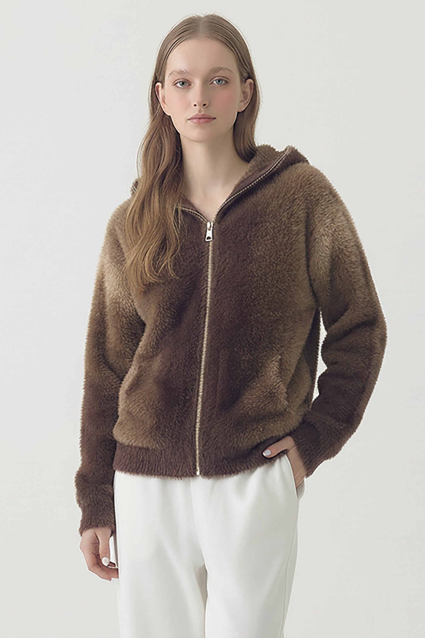 OMBRE ZIP UP SWEATER JACKET