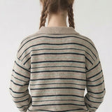 STRIPED COLLAR SWEATER TOP