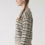 STRIPED COLLAR SWEATER TOP