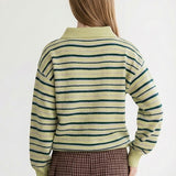 STRIPED COLLAR SWEATER TOP