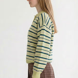 STRIPED COLLAR SWEATER TOP