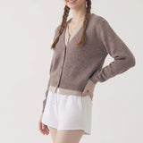 Layered look contrast cardigan