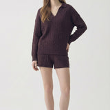 CABLE SWEATER COLLARD TOP - PART OF SET