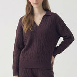 CABLE SWEATER COLLARD TOP - PART OF SET