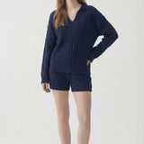 CABLE SWEATER COLLARD TOP - PART OF SET