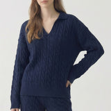 CABLE SWEATER COLLARD TOP - PART OF SET