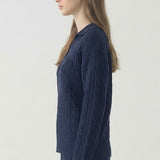 CABLE SWEATER COLLARD TOP - PART OF SET