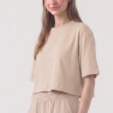 Pigment Washed Cotton Cropped Loose Fit T-Shirt