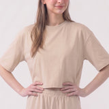Pigment Washed Cotton Cropped Loose Fit T-Shirt