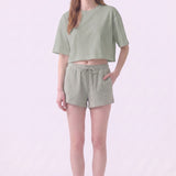 Pigment Washed Cotton Cropped Loose Fit T-Shirt