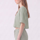 Pigment Washed Cotton Cropped Loose Fit T-Shirt